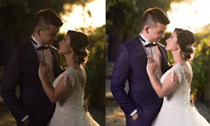 wedding photo retouching before and after